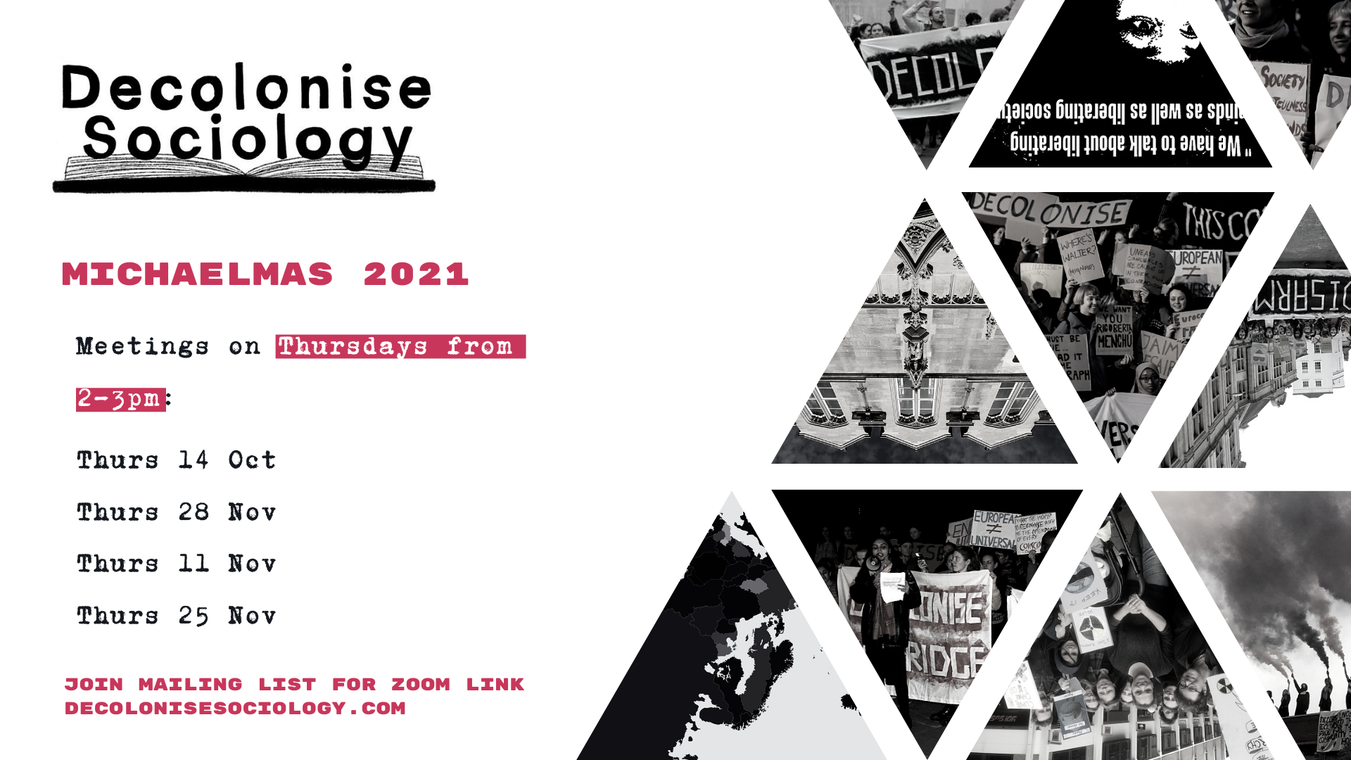 Decolonise Sociology Termcard 2021 Decolonise Sociology Termcard 2021