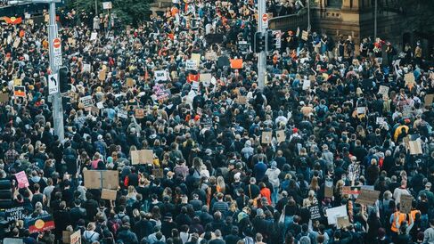 People Protesting in the City. Photo by Luke Currie-Richardson