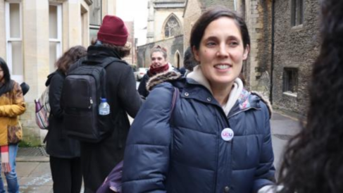Sociology staff taking strike action in Free School Lane, Cambridge
