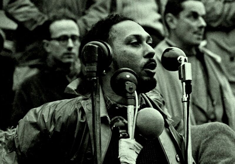 Stuart Hall speaking at Trafalgar Square - Hall Family Archive