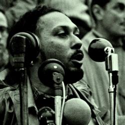 Stuart Hall speaking at Trafalgar Square - Hall Family Archive