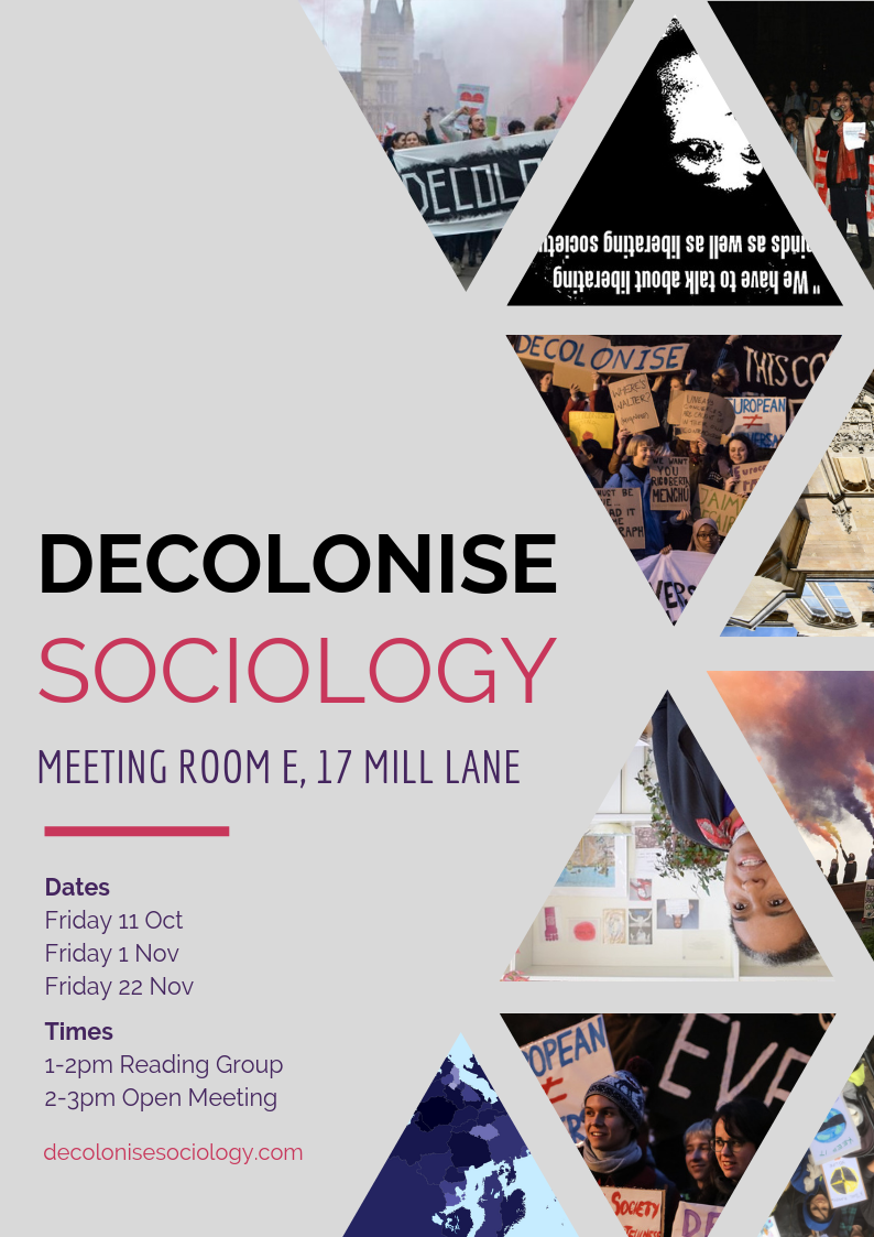 Decolonise Sociology Committee Termcard 2019